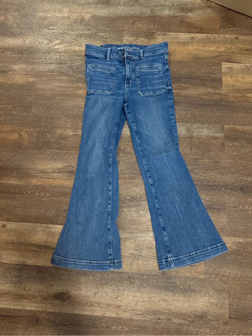 American Eagle Outfitters Medium Blue Flare Jeans - Wide Leg Denim